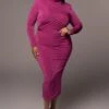 Berry Kara Mock Neck Dress -Jluxlabel Dress Shop PRODUCT NOV162021 PLUSSIZE 161