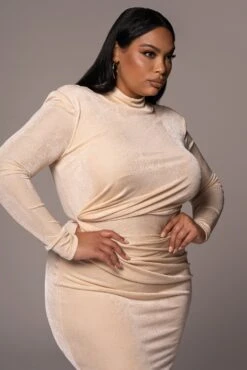 Buttercream Kara Mock Neck Dress 14 Buttercream Kara Mock Neck Dress -Jluxlabel Dress Shop PRODUCT NOV162021 PLUSSIZE 36
