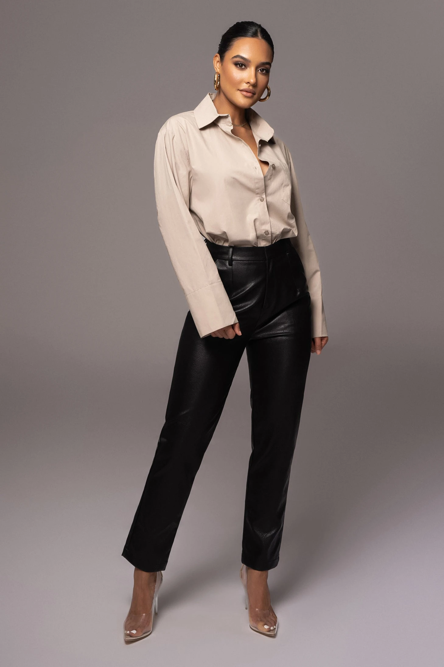 Khaki Classic Button Up Shirt 3 Khaki Classic Button Up Shirt