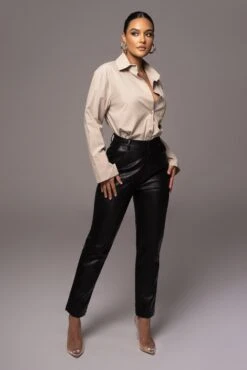 Khaki Classic Button Up Shirt 10 Khaki Classic Button Up Shirt -Jluxlabel Dress Shop PRODUCT NOV172022 203