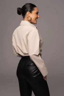 Khaki Classic Button Up Shirt 11 Khaki Classic Button Up Shirt -Jluxlabel Dress Shop PRODUCT NOV172022 205