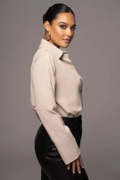 Khaki Classic Button Up Shirt 12 Khaki Classic Button Up Shirt -Jluxlabel Dress Shop PRODUCT NOV172022 206