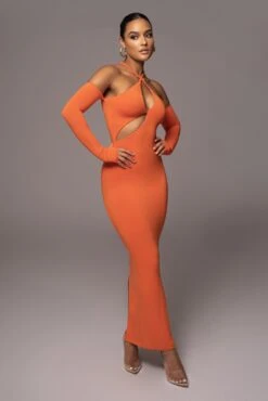 Orange Soledad Cross Maxi Dress -Jluxlabel Dress Shop PRODUCT NOV172022 82
