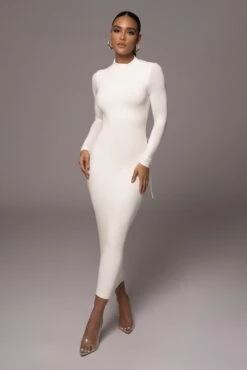 Ivory Shaye Mock Neck Dress -Jluxlabel Dress Shop PRODUCT NOV212022 DECDROP1 190