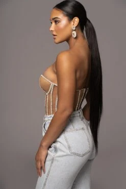 LIMITED EDITION Tan Rhinestone Crystal Corset 39 LIMITED EDITION Tan Rhinestone Crystal Corset -Jluxlabel Dress Shop PRODUCT NOV32022 HOLIDAY 148