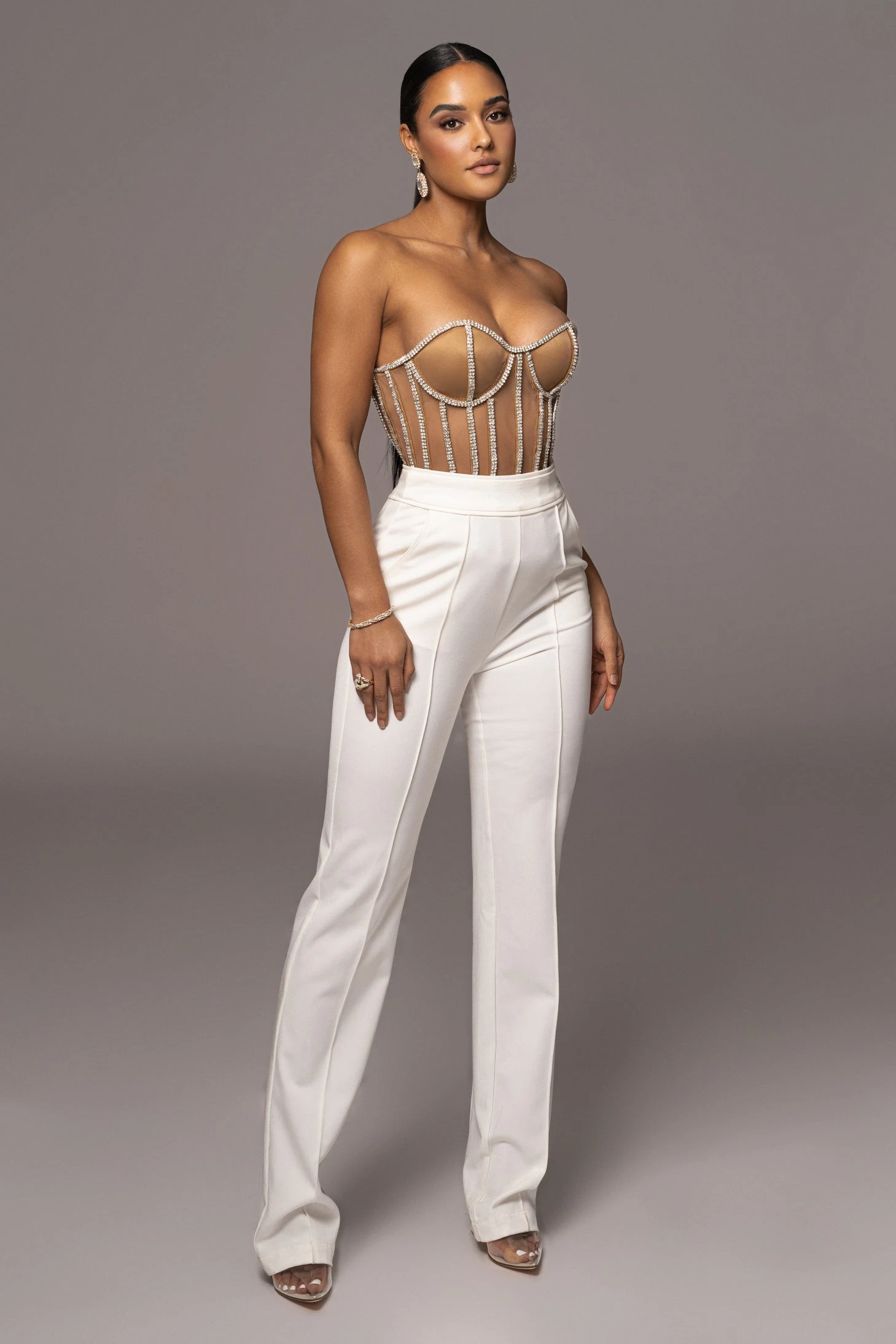 LIMITED EDITION Tan Rhinestone Crystal Corset 16 LIMITED EDITION Tan Rhinestone Crystal Corset - Image 14