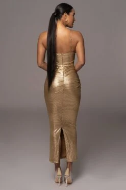 Gold Rubi Cowl Neck Cocktail Dress -Jluxlabel Dress Shop PRODUCT NOV32022 HOLIDAY 4