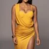 Yellow Kristiana Slit Dress -Jluxlabel Dress Shop PRODUCT OCT102022 HOLIDAY 139