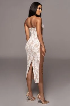 White/Tan Easy To Love Dress -Jluxlabel Dress Shop PRODUCT OCT102022 HOLIDAY 21