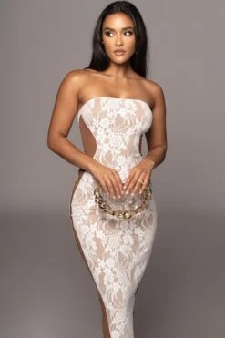 White/Tan Easy To Love Dress -Jluxlabel Dress Shop PRODUCT OCT102022 HOLIDAY 24