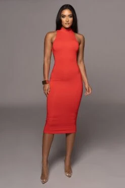 Red Arika High Neck Dress -Jluxlabel Dress Shop PRODUCT OCT102022 MISSING 18