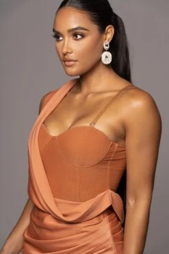 Caramel Kristiana Slit Dress -Jluxlabel Dress Shop PRODUCT OCT132022 HOLIDAY 88