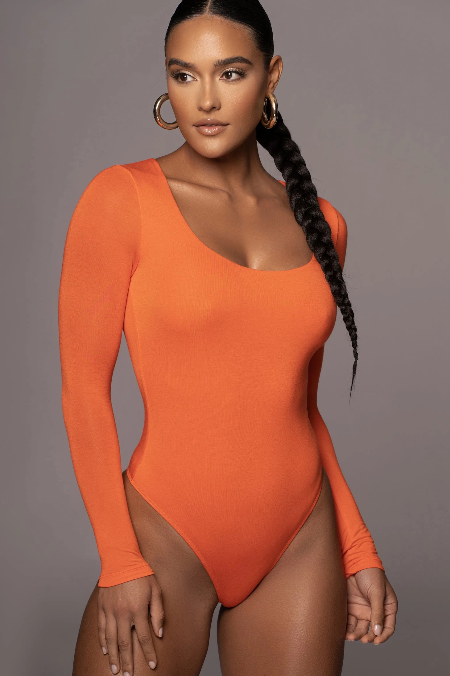 Jluxbasix Tangerine Bethie Scoop Long Sleeve Bodysuit 6 Jluxbasix Tangerine Bethie Scoop Long Sleeve Bodysuit - Image 4