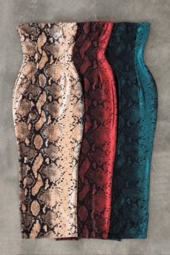 Gold Bianca Snakeskin Slit Dress -Jluxlabel Dress Shop PRODUCTSIZE 70