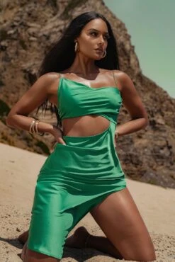 Green Maurine Cutout Dress 23 Green Maurine Cutout Dress -Jluxlabel Dress Shop SUMMER32022 3