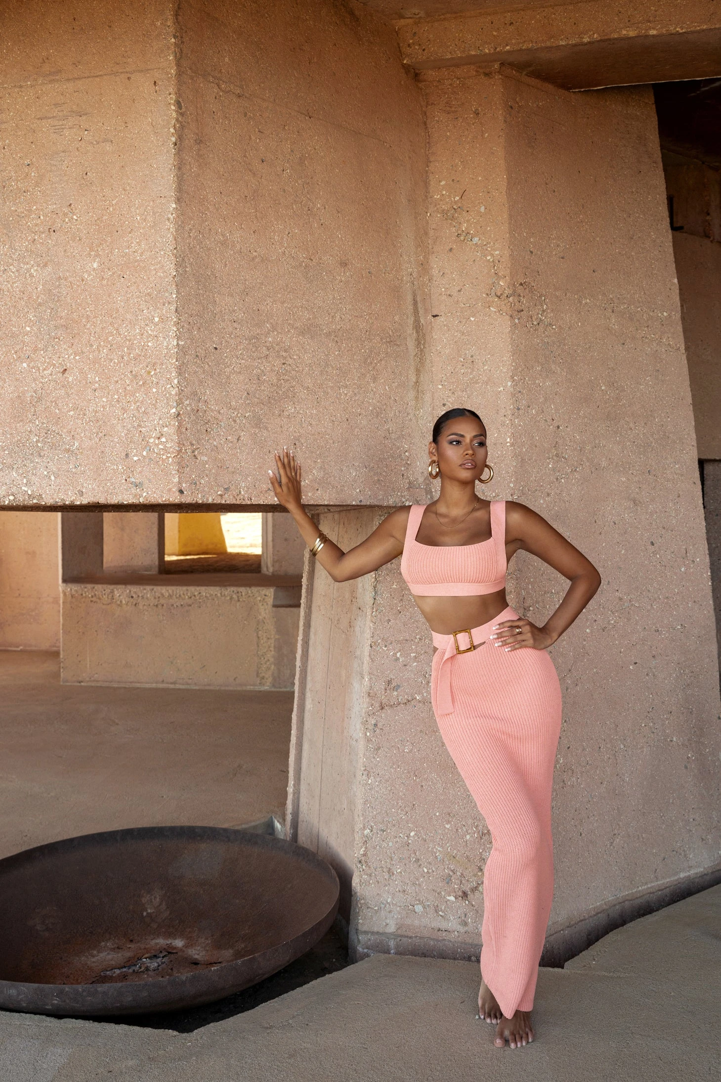 Peach Nikole Ribbed Skirt Set 18 Peach Nikole Ribbed Skirt Set - Image 16