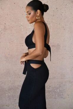 Black Nikole Ribbed Skirt Set 39 Black Nikole Ribbed Skirt Set -Jluxlabel Dress Shop SUMMER4 PRODUCT 11