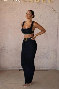 Black Nikole Ribbed Skirt Set 33 Black Nikole Ribbed Skirt Set -Jluxlabel Dress Shop SUMMER4 PRODUCT 12