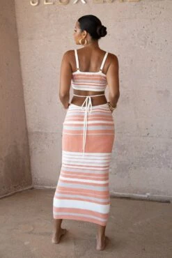 Peach Cutting Ties Skirt Set 15 Peach Cutting Ties Skirt Set -Jluxlabel Dress Shop SUMMER4 PRODUCT 39