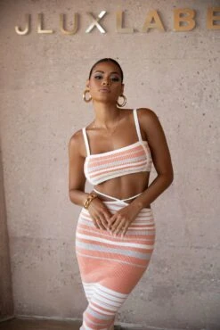 Peach Cutting Ties Skirt Set 13 Peach Cutting Ties Skirt Set -Jluxlabel Dress Shop SUMMER4 PRODUCT 40