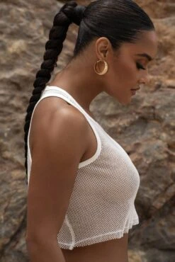 White Fishnet Crop Tank 8 White Fishnet Crop Tank -Jluxlabel Dress Shop SUMMER5 2 1365copy