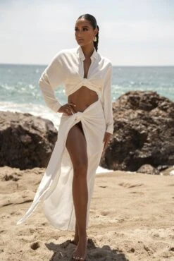 White Saylor Linen Sarong -Jluxlabel Dress Shop SUMMER5 PART2 81