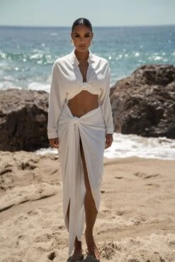 White Saylor Linen Sarong -Jluxlabel Dress Shop SUMMER5 PART2 82