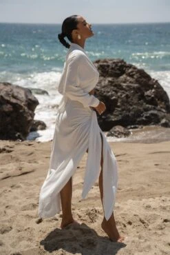 White Saylor Linen Sarong -Jluxlabel Dress Shop SUMMER5 PART2 85