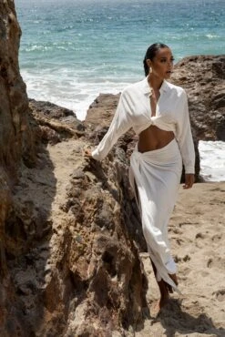 White Saylor Linen Sarong -Jluxlabel Dress Shop SUMMER5 PART2 92