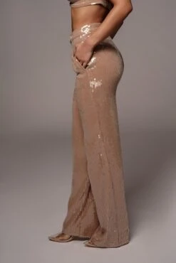 Tan Elowen Sequin Trousers 29 Tan Elowen Sequin Trousers -Jluxlabel Dress Shop VDAY2021 PRODUCT 194