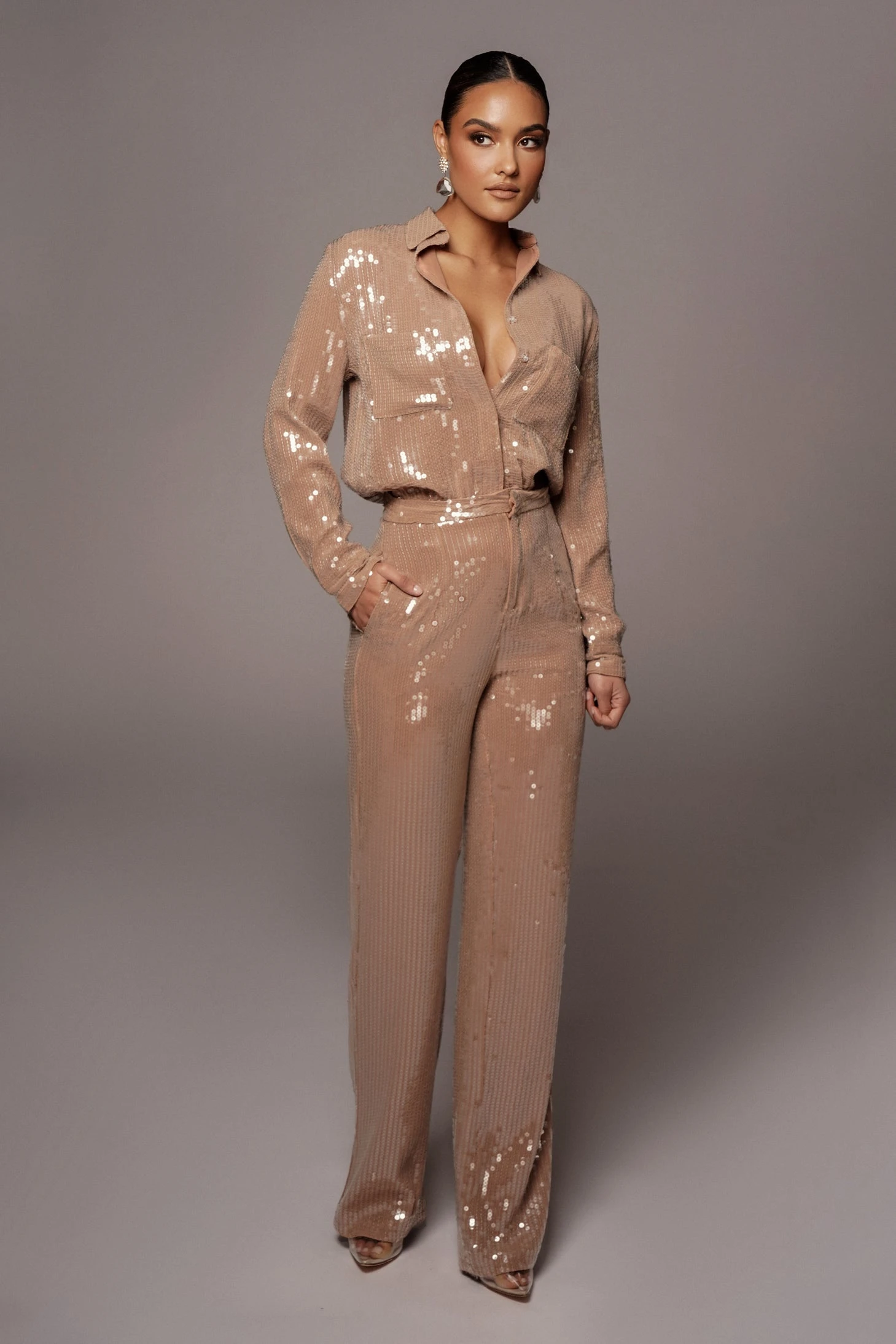 Tan Elowen Sequin Trousers 6 Tan Elowen Sequin Trousers - Image 4