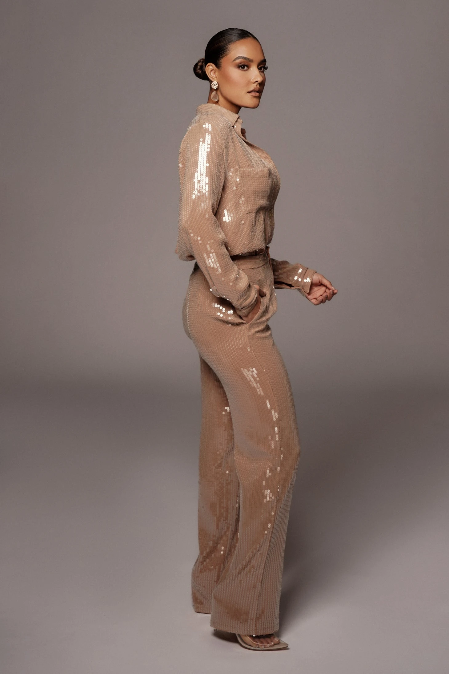 Tan Elowen Sequin Trousers 12 Tan Elowen Sequin Trousers - Image 10