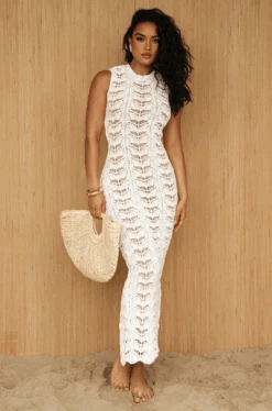 White Mykonos Crochet Midi Dress